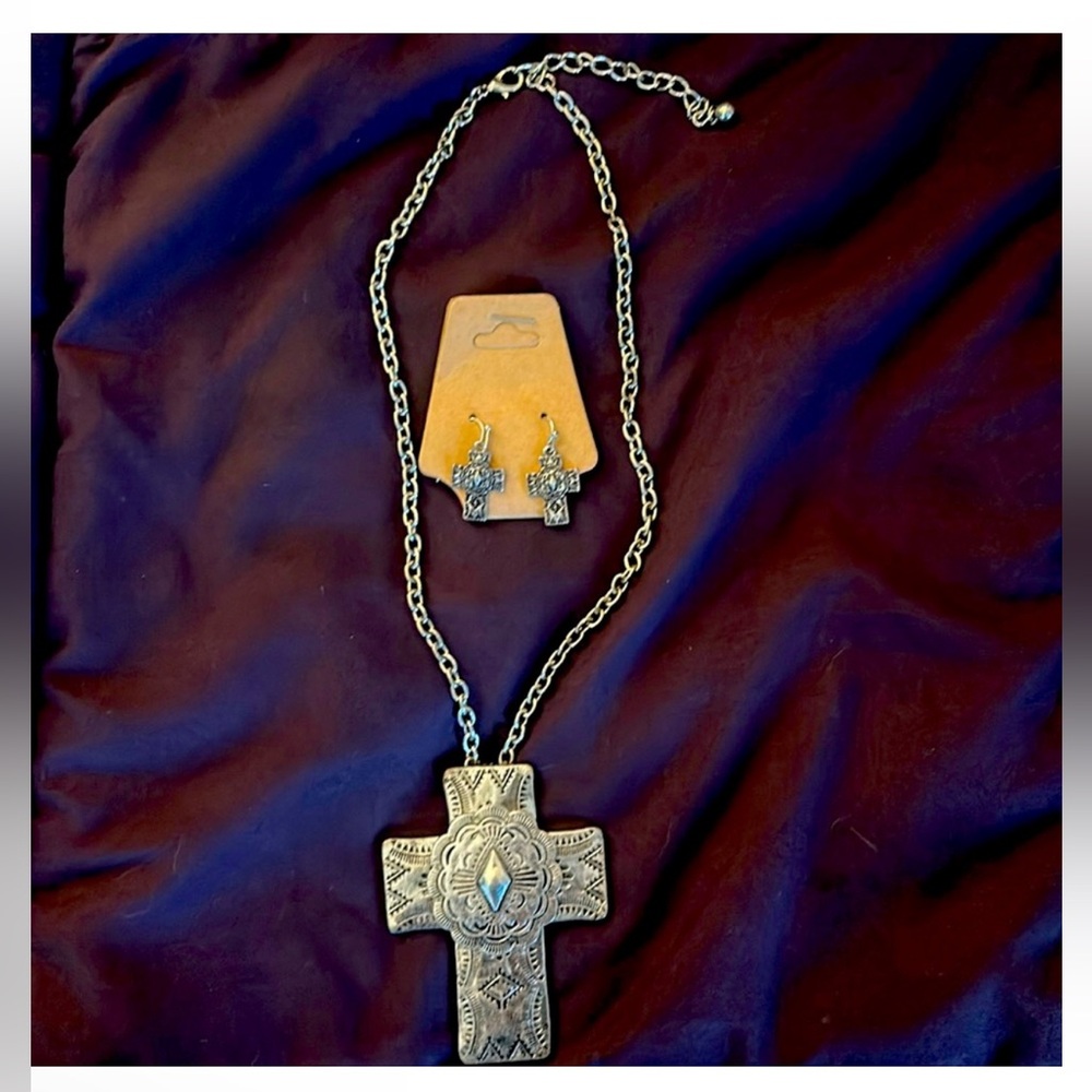 Western Cross necklace and earrings